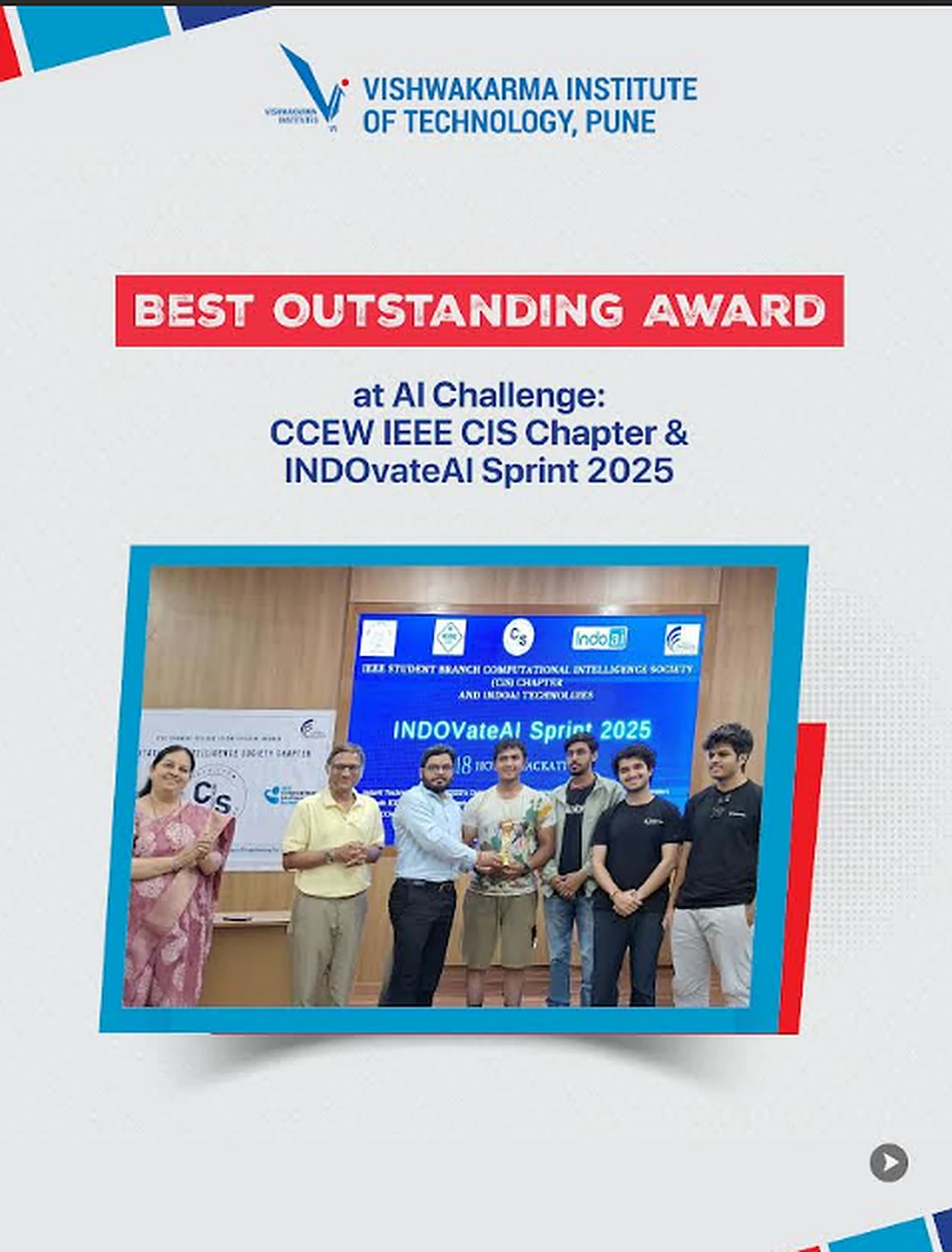 Official college post about the award